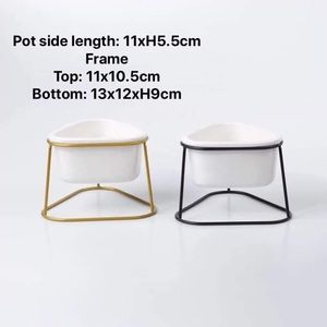 Succulent ceramic pot with metal frame